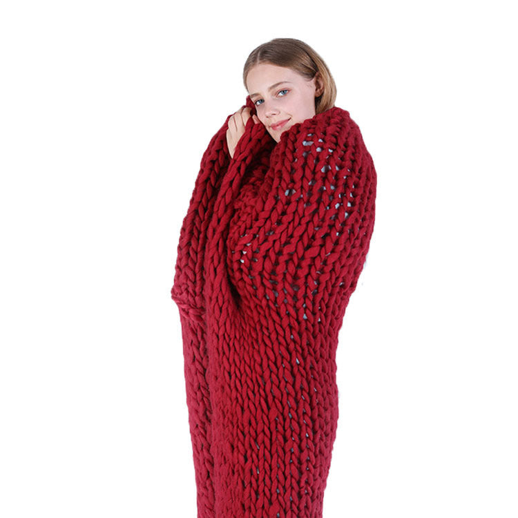 Coarse Wool Blanket Cover Blanket Wool Hand-woven Iceland Blanket Acrylic Blanket Wholesale