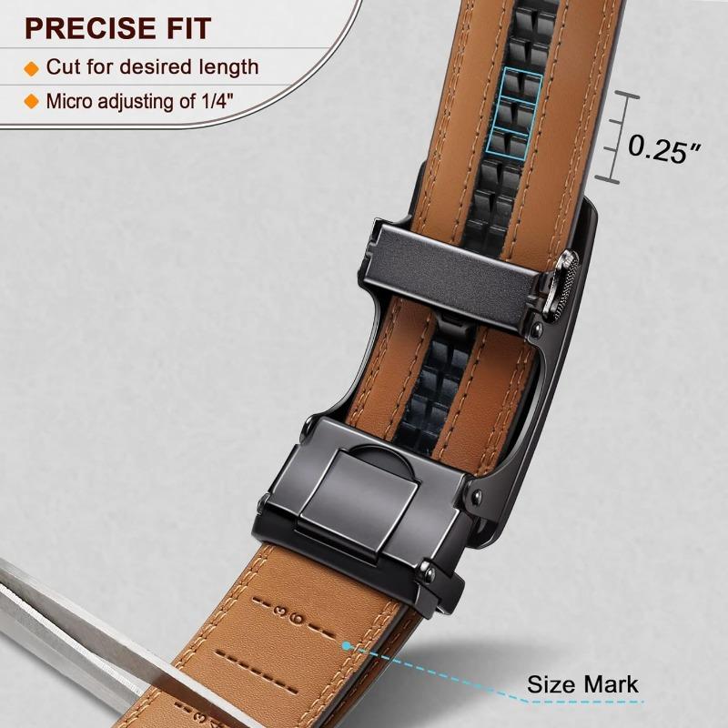 Men's Premium Leather Automatic Buckle Adjustable Ratchet Belt