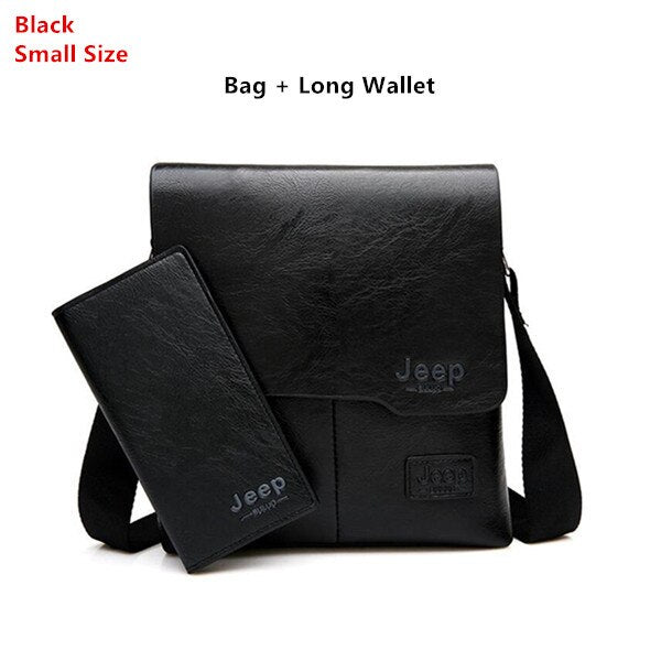 Men's Leather Messenger Bag with Phone Case