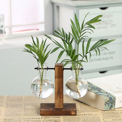 Vintage Themed Small Glass Vase with Stand