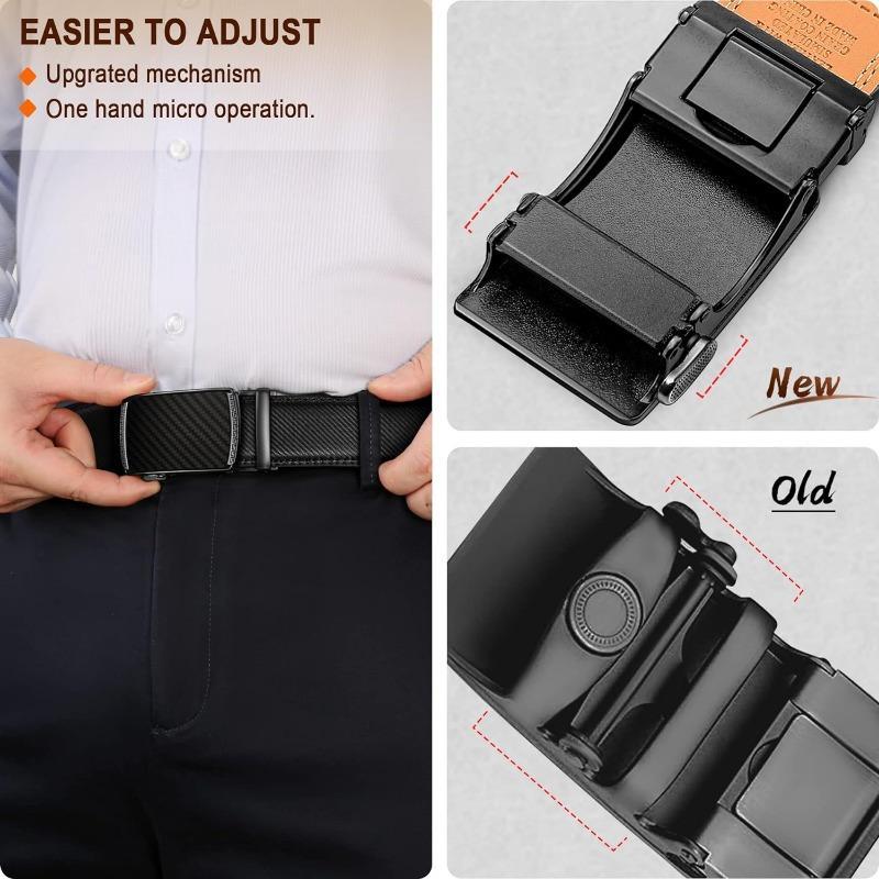 Men's Premium Leather Automatic Buckle Adjustable Ratchet Belt
