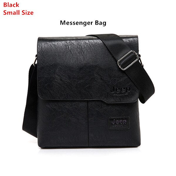 Men's Leather Messenger Bag with Phone Case