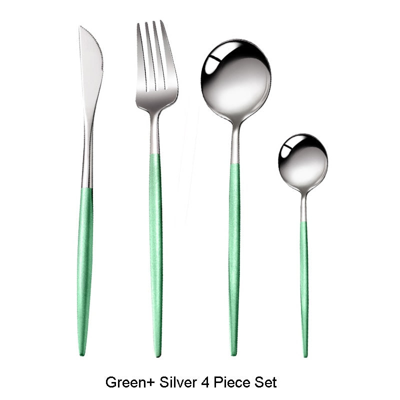Two Tone Design 4 Pcs Cutlery Set