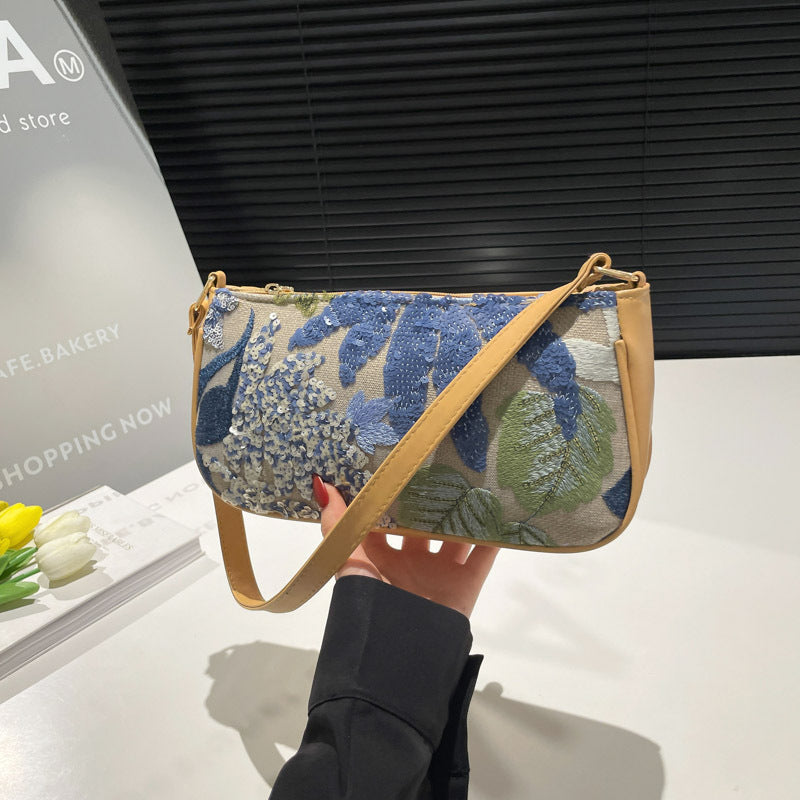 Women's Colorful Sequins Retro National Style High-grade Shoulder Bag