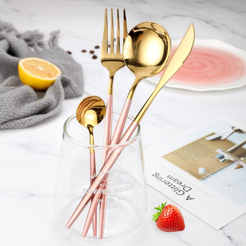 Two Tone Design 4 Pcs Cutlery Set