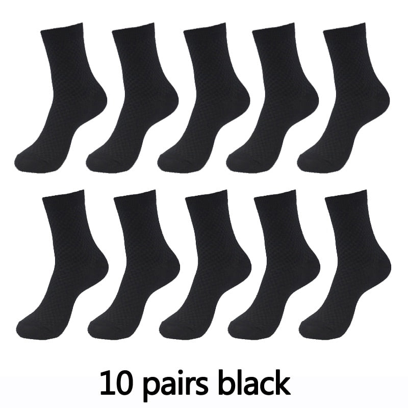 Men's Textured Style Socks 10 Pairs Set