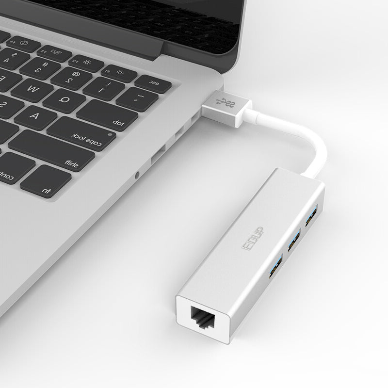 USB Hub with 3 Ports and Ethernet Connector