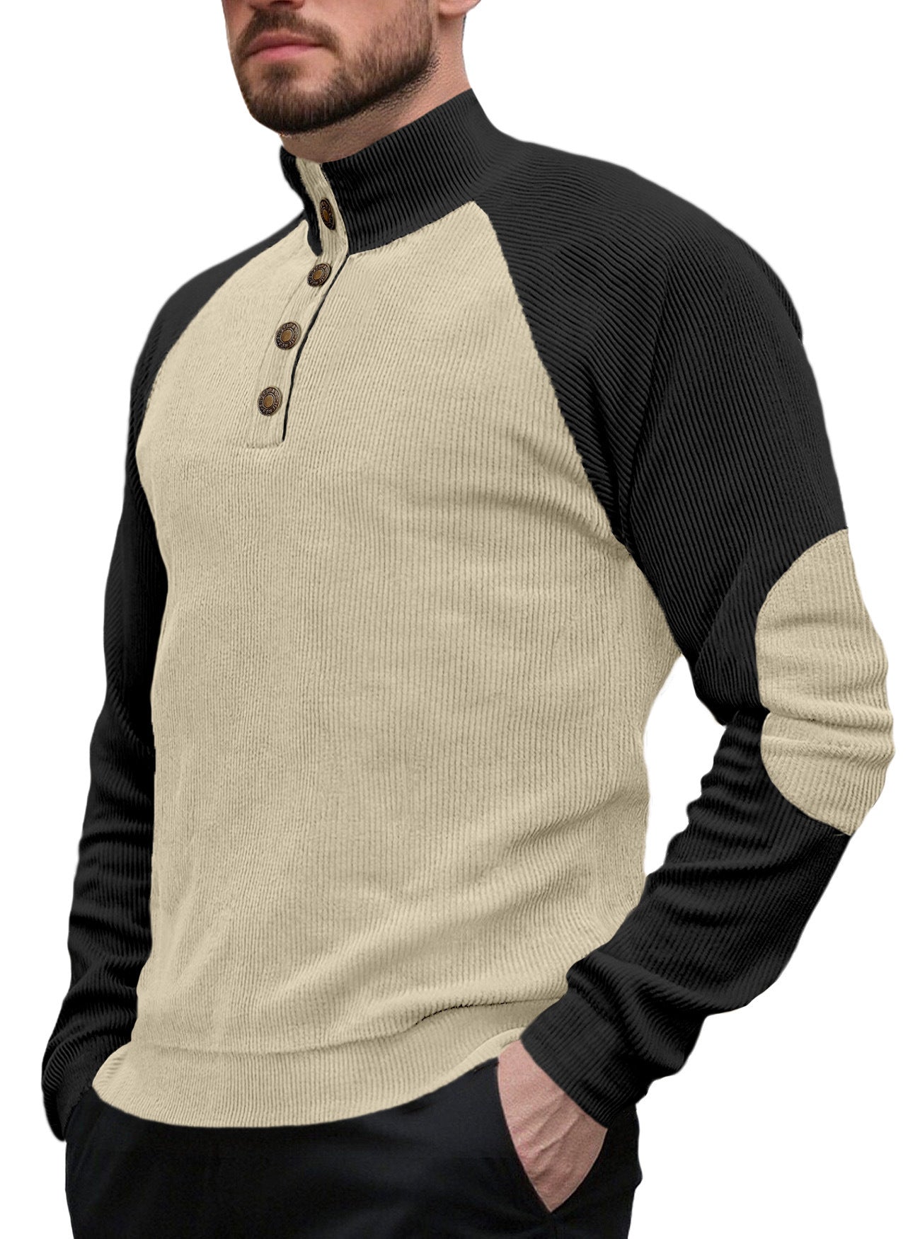 SpringAutumn New Men's Outdoor Raglan Sleeve Casual Stand-up Collar Loose Long Sleeve