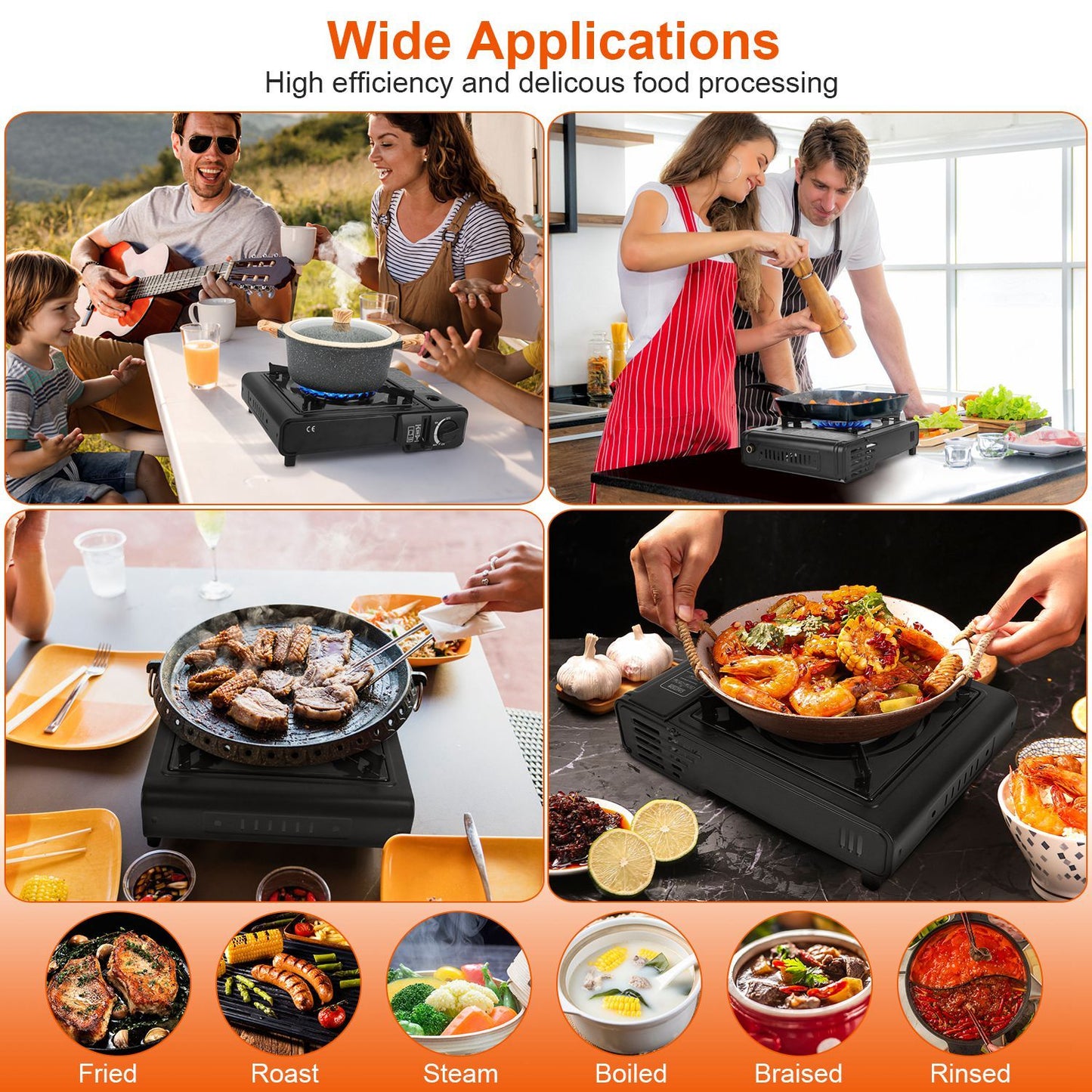 1Pc 3300W Portable Camping Stove Butane Canister Dual Fuel Burner Piezo Electric Ignition Single Burner With Automatic Tank Ejection Overpressure Cut Off Carry Case For Camping Hiking Picnic Fishing B