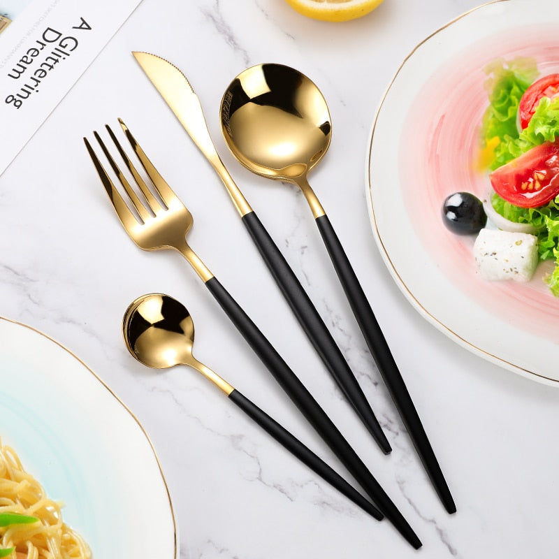 Two Tone Design 4 Pcs Cutlery Set