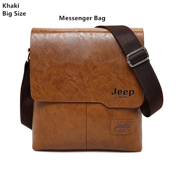 Men's Leather Messenger Bag with Phone Case