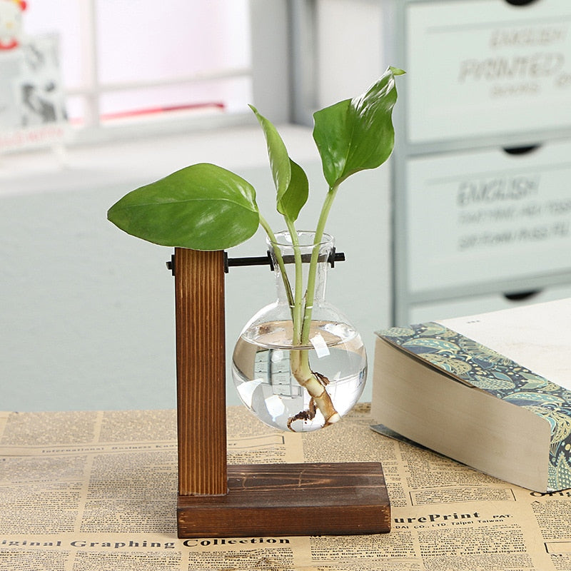 Vintage Themed Small Glass Vase with Stand