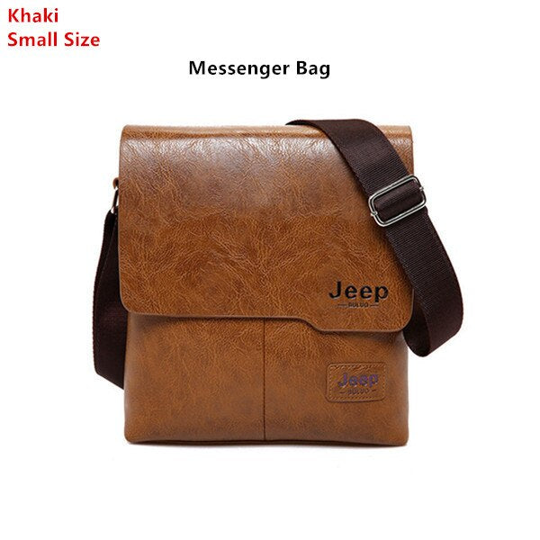Men's Leather Messenger Bag with Phone Case