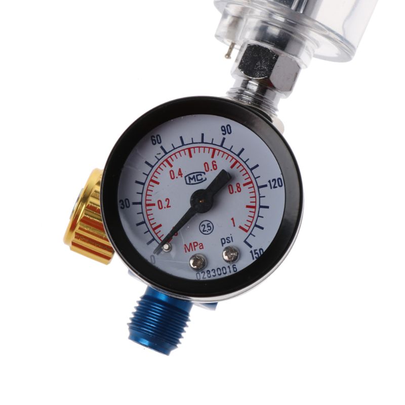 Spray Gun Air Regulator Gauge, In-line Water Trap Filter and Adapter