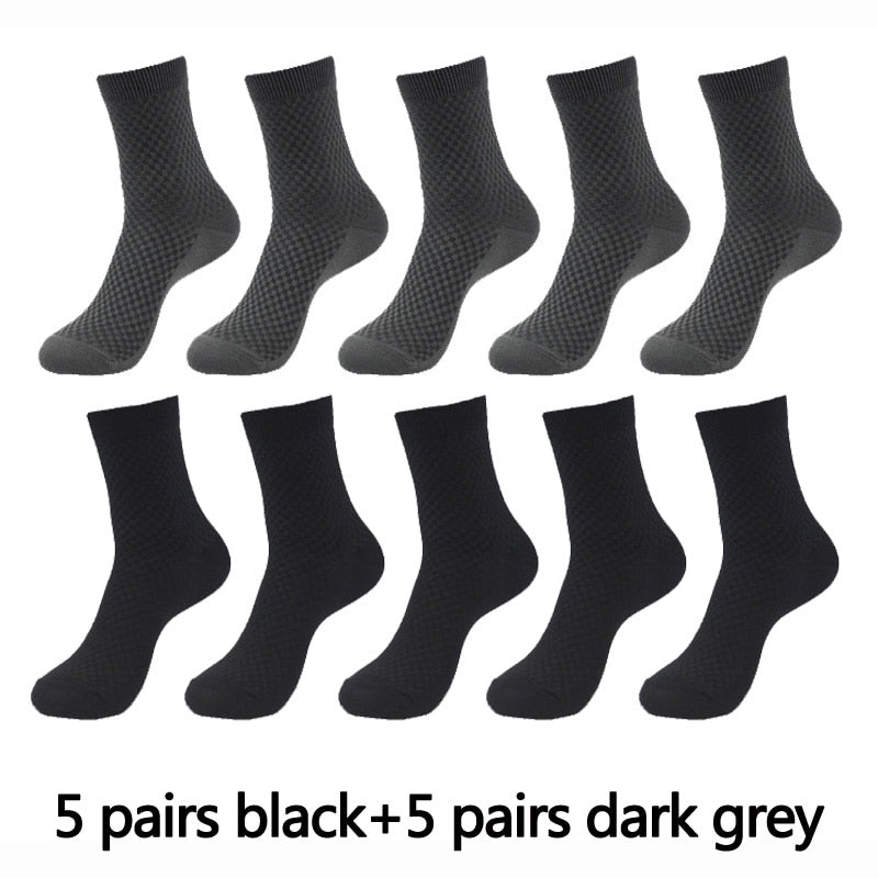 Men's Textured Style Socks 10 Pairs Set