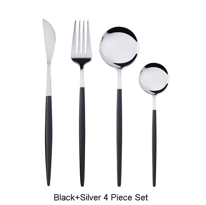 Two Tone Design 4 Pcs Cutlery Set