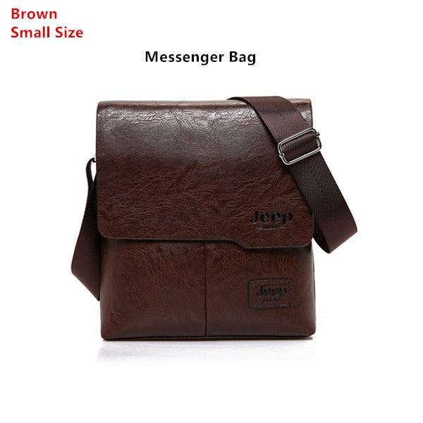 Men's Leather Messenger Bag with Phone Case