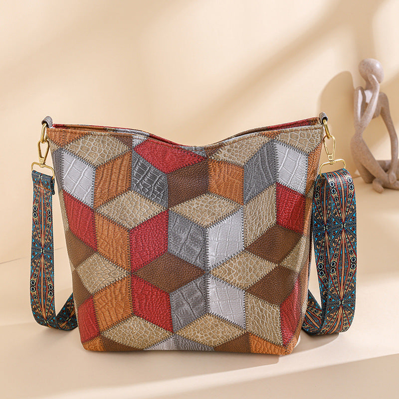 Contrast Color Casual Large Capacity Totes Multi Colors Stitching Fashionable Stylish