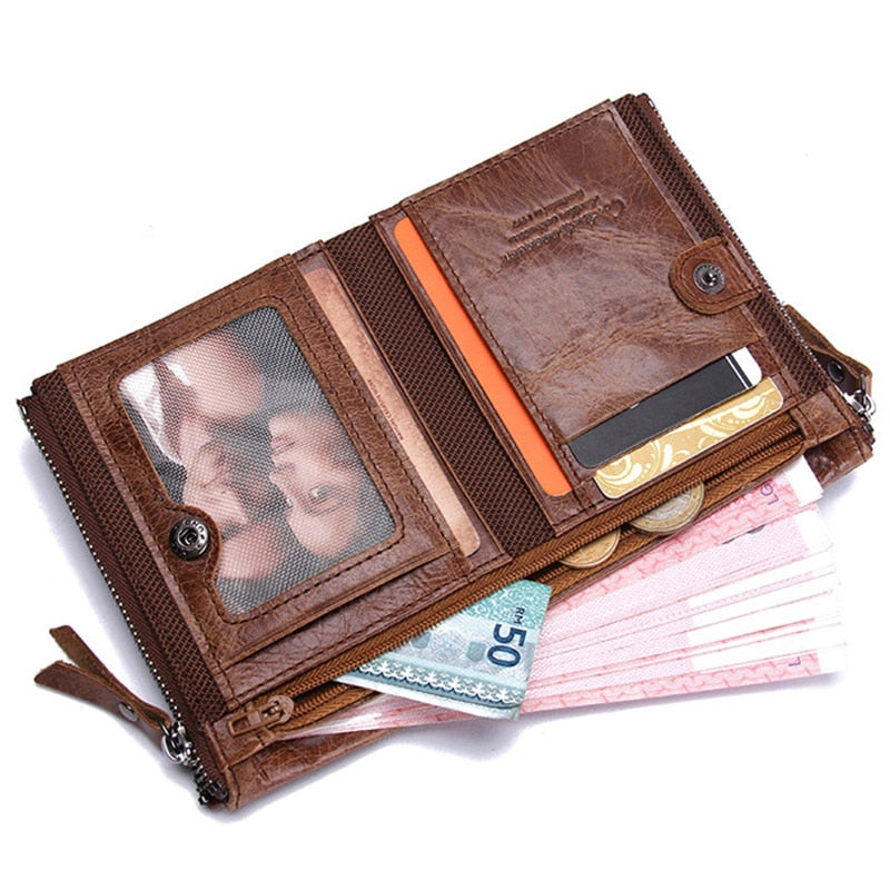 Men's Leather Wallet with Zipper