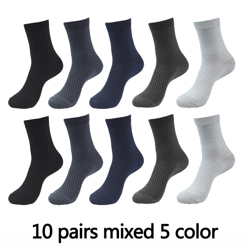 Men's Textured Style Socks 10 Pairs Set