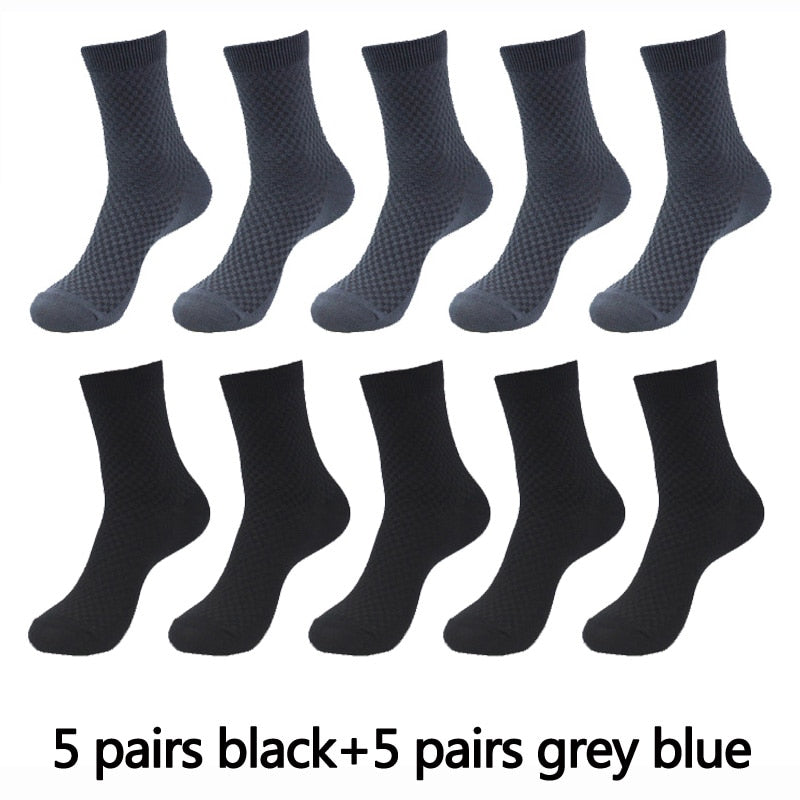 Men's Textured Style Socks 10 Pairs Set