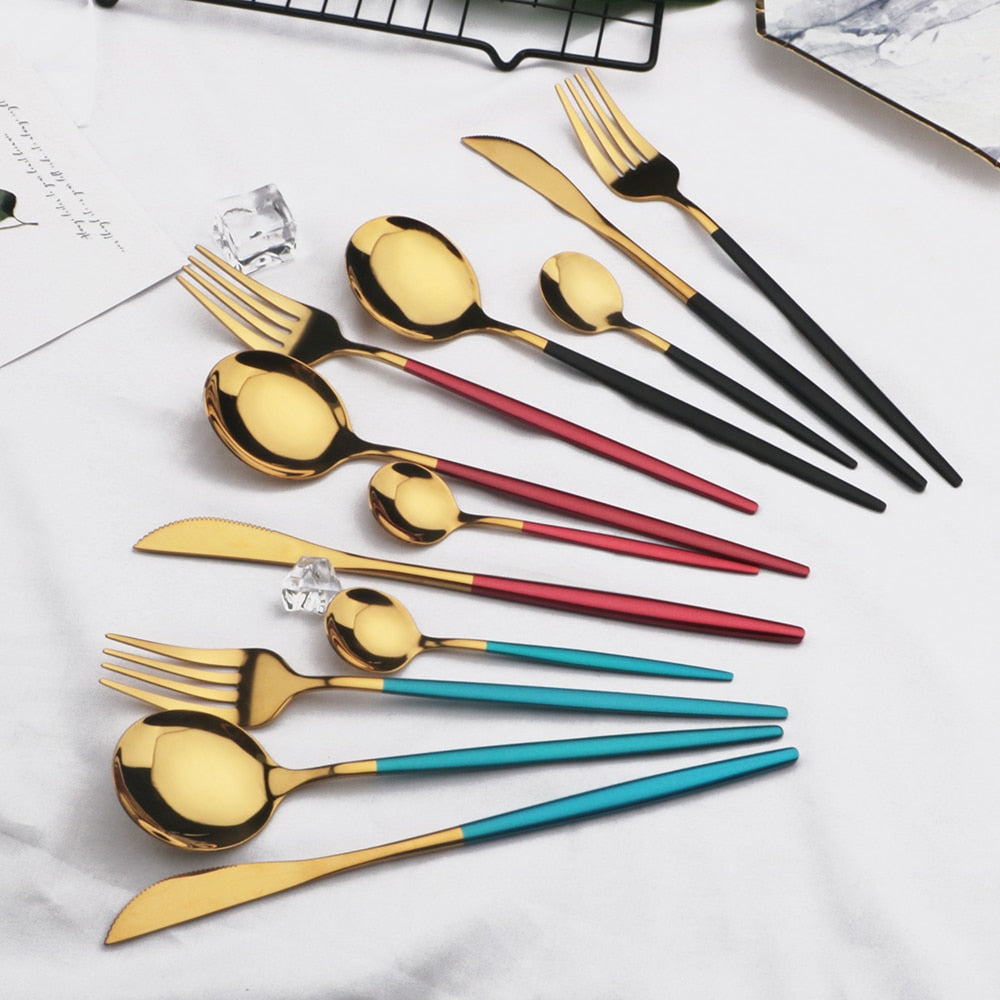 Colorful Stainless Steel Dinnerware Set
