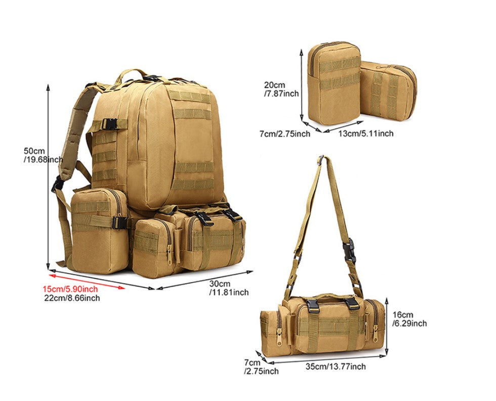 Men's 4 in 1 Tactical Style Multi-Pocket Backpack