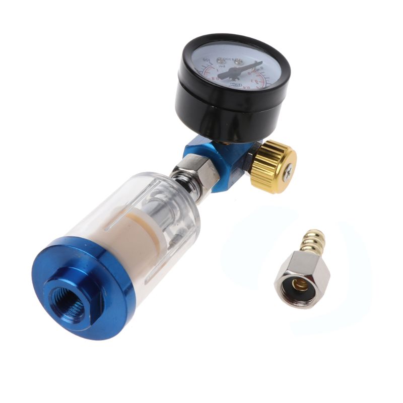 Spray Gun Air Regulator Gauge, In-line Water Trap Filter and Adapter