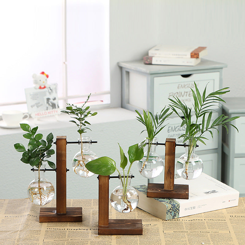 Vintage Themed Small Glass Vase with Stand