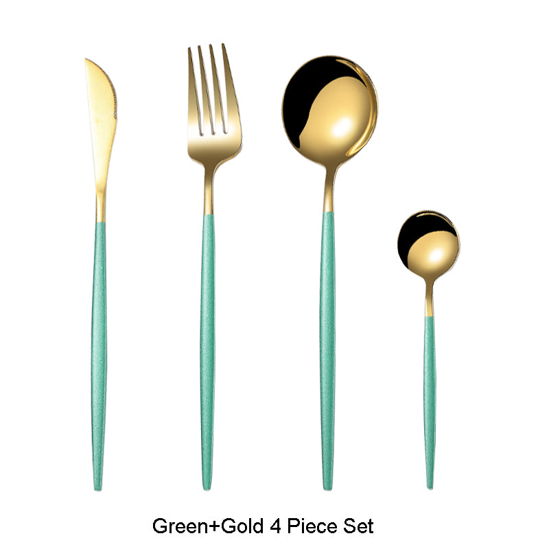 Two Tone Design 4 Pcs Cutlery Set