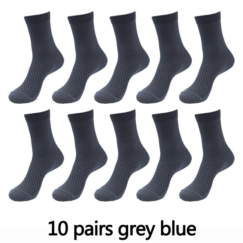 Men's Textured Style Socks 10 Pairs Set