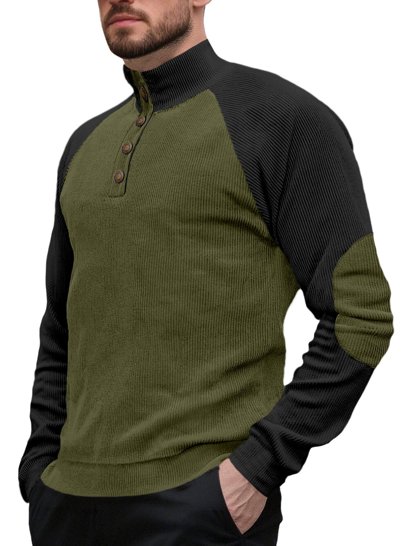 SpringAutumn New Men's Outdoor Raglan Sleeve Casual Stand-up Collar Loose Long Sleeve