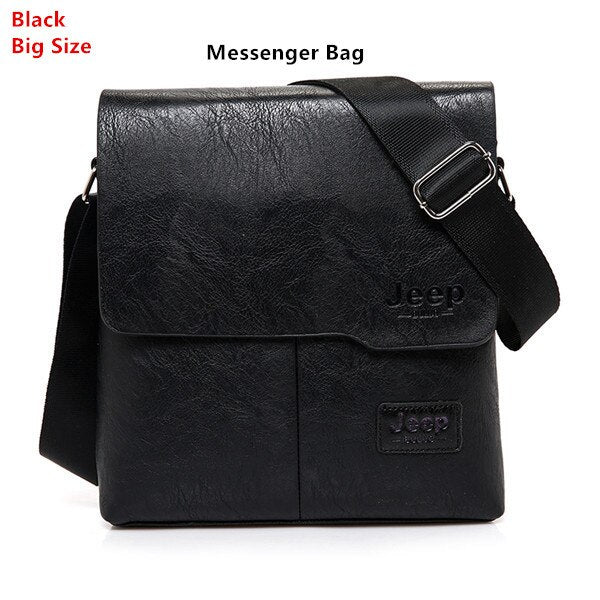 Men's Leather Messenger Bag with Phone Case
