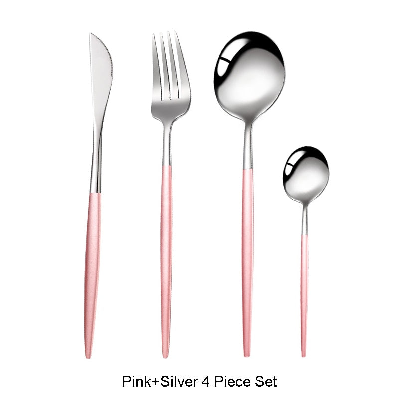 Two Tone Design 4 Pcs Cutlery Set