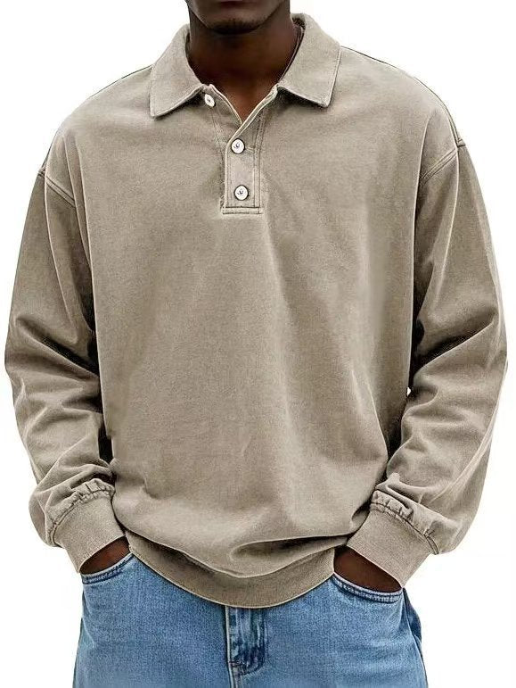 Fall Men's Long Sleeve Polo Shirts Casual Breathable Comfortable Tees Shirt Solid High Quality Sweatshirt Male T-Shirt