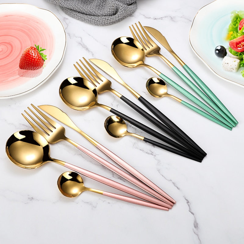 Two Tone Design 4 Pcs Cutlery Set