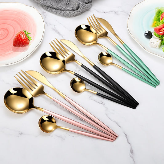 Two Tone Design 4 Pcs Cutlery Set