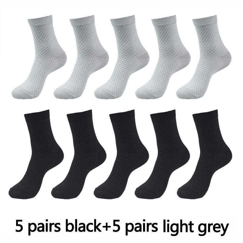 Men's Textured Style Socks 10 Pairs Set