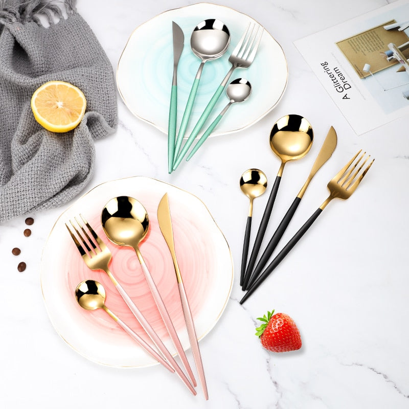 Two Tone Design 4 Pcs Cutlery Set
