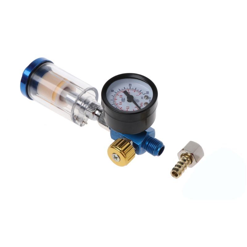 Spray Gun Air Regulator Gauge, In-line Water Trap Filter and Adapter