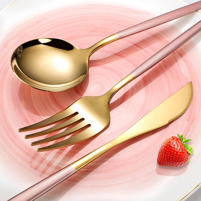 Two Tone Design 4 Pcs Cutlery Set