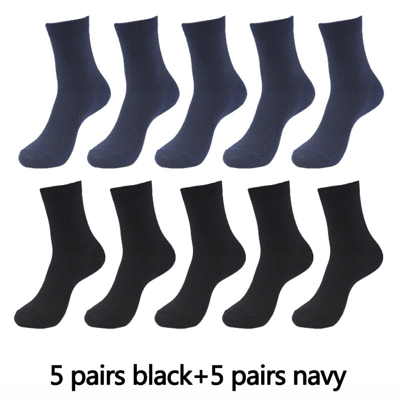 Men's Textured Style Socks 10 Pairs Set