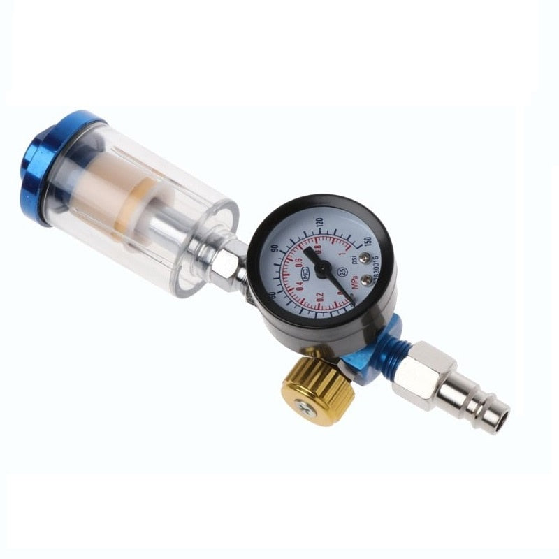 Spray Gun Air Regulator Gauge, In-line Water Trap Filter and Adapter